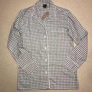 🌴3/$20 J. Crew Gingham PJ Top Gray White